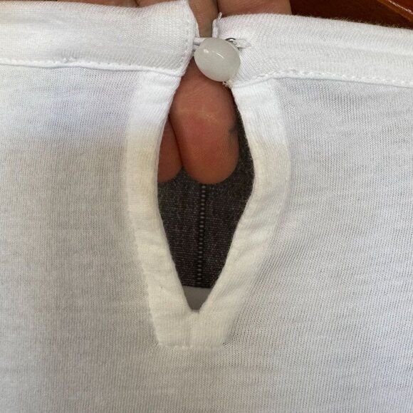 J. Crew Broken in Jersey White Eyelet Embroidered Puff Sleeve T Shirt Size Large - Picture 8 of 17